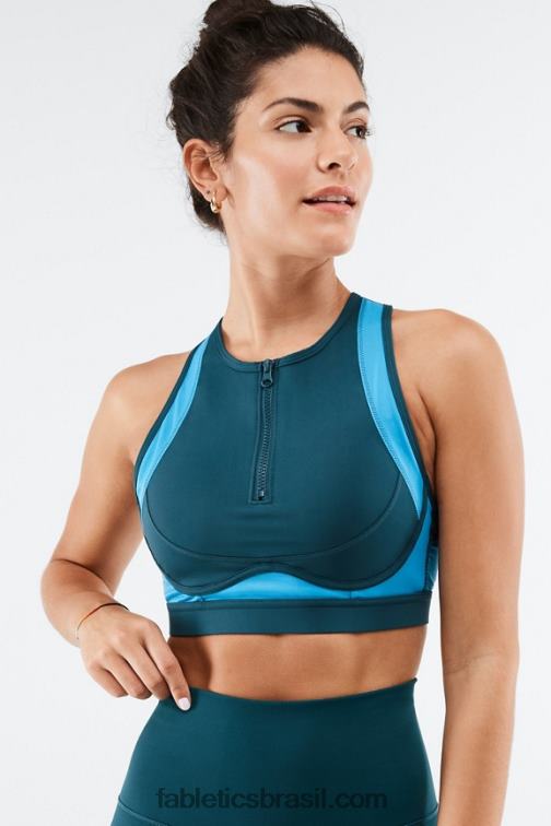 Fabletics onda da meia-noite/atlântida 420HR1426 sutiã esportivo de alto impacto com zíper frontal mulheres