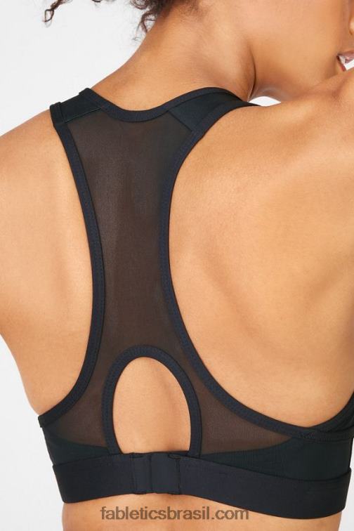 Fabletics preto 420HR1427 sutiã esportivo de alto impacto com zíper frontal mulheres