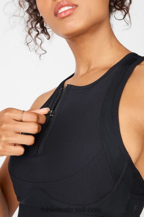 Fabletics preto 420HR1427 sutiã esportivo de alto impacto com zíper frontal mulheres
