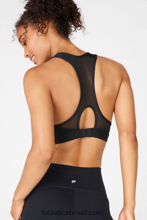 Fabletics preto 420HR1427 sutiã esportivo de alto impacto com zíper frontal mulheres