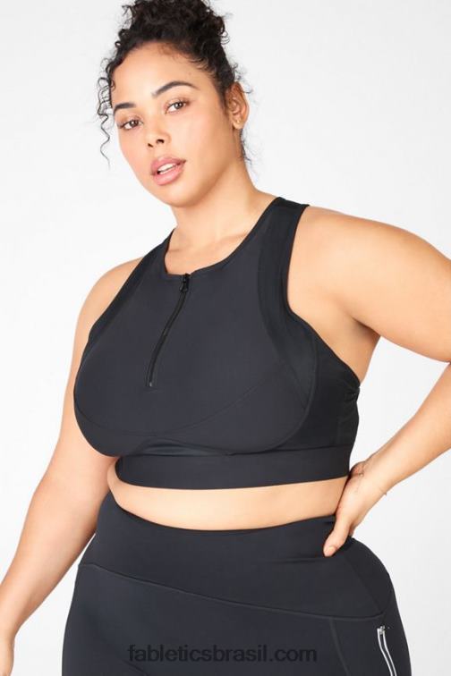 Fabletics preto 420HR1428 sutiã esportivo de alto impacto com zíper frontal mulheres