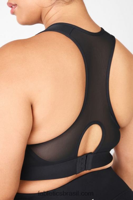 Fabletics preto 420HR1428 sutiã esportivo de alto impacto com zíper frontal mulheres