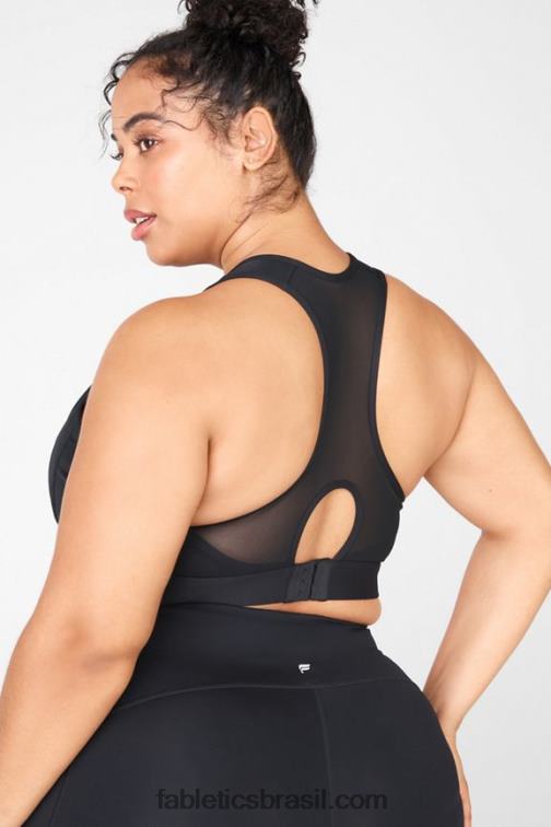 Fabletics preto 420HR1428 sutiã esportivo de alto impacto com zíper frontal mulheres