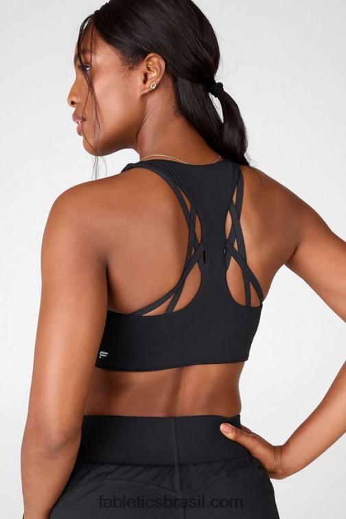 Fabletics preto 420HR1437 aumentar o sutiã esportivo de alto impacto mulheres