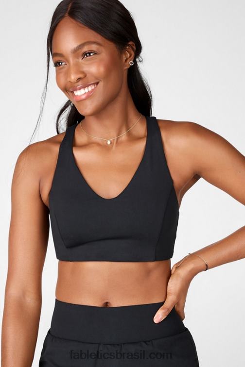 Fabletics preto 420HR1437 aumentar o sutiã esportivo de alto impacto mulheres