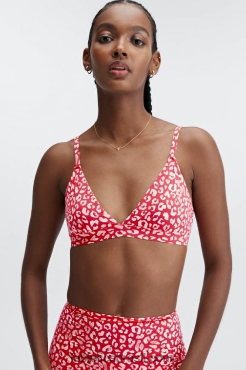 Fabletics alto beijo de leopardo vermelho 420HR1546 bralette triângulo de toque fino mulheres