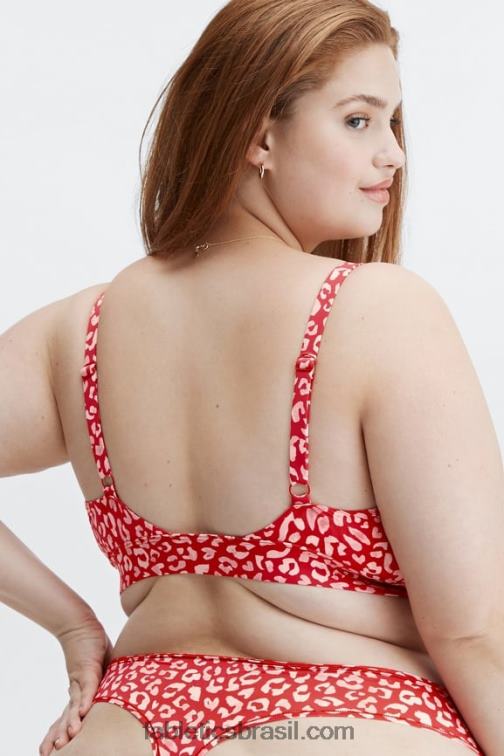 Fabletics alto beijo de leopardo vermelho 420HR1547 bralette triângulo de toque fino mulheres