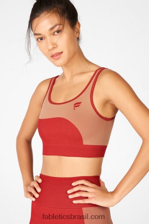 Fabletics alto vermelho/maplewood 420HR1662 sutiã esportivo reversível ensolarado de baixo impacto mulheres