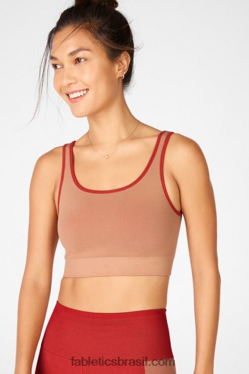 Fabletics alto vermelho/maplewood 420HR1662 sutiã esportivo reversível ensolarado de baixo impacto mulheres