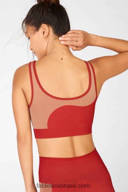 Fabletics alto vermelho/maplewood 420HR1662 sutiã esportivo reversível ensolarado de baixo impacto mulheres