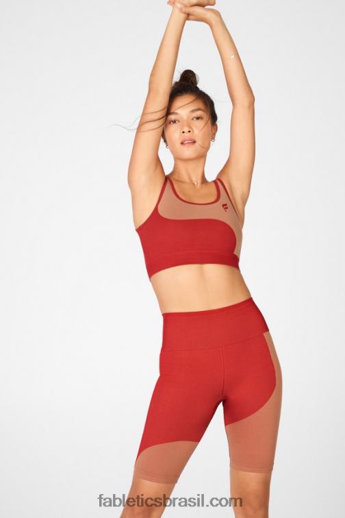 Fabletics alto vermelho/maplewood 420HR1662 sutiã esportivo reversível ensolarado de baixo impacto mulheres