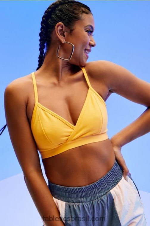 Fabletics amarelo vintage 420HR1556 bralette com costas nadador mulheres
