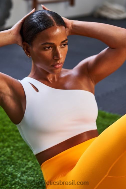 Fabletics branco clássico 420HR1487 sutiã midi assimétrico alça dupla mulheres