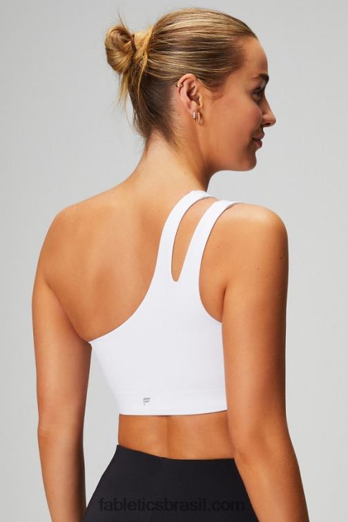 Fabletics branco clássico 420HR1487 sutiã midi assimétrico alça dupla mulheres