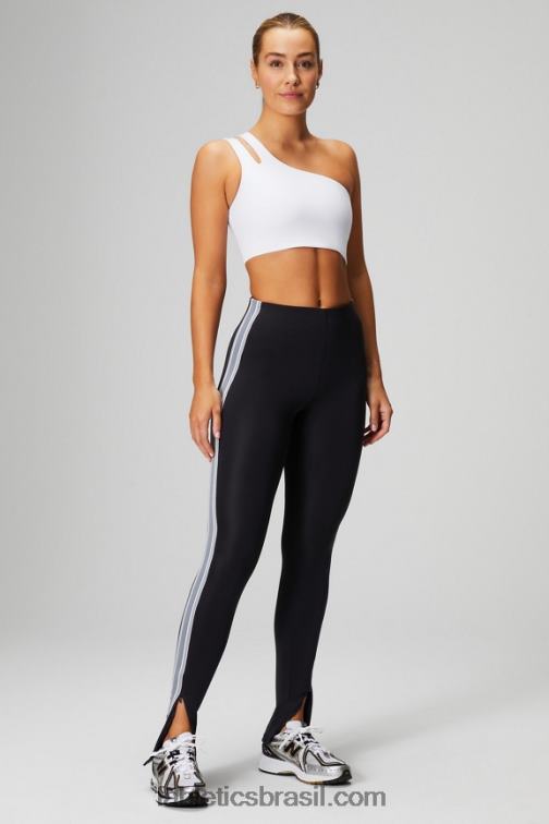 Fabletics branco clássico 420HR1487 sutiã midi assimétrico alça dupla mulheres