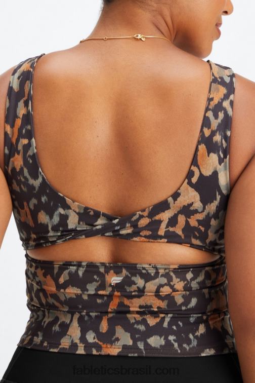 Fabletics camuflagem selvagem 420HR1497 torção oasis construída no tanque do sutiã mulheres