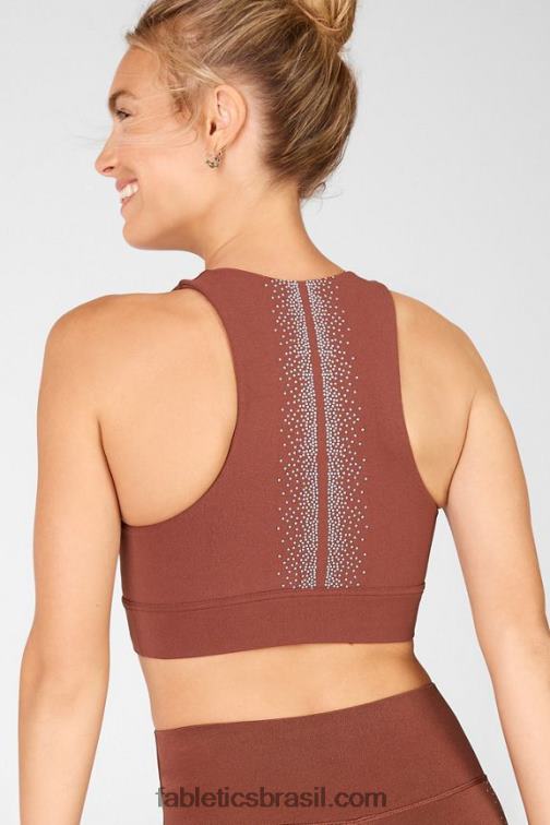 Fabletics castanha/prata reflexiva 420HR1687 sutiã de malha reflexiva Oaklyn mulheres