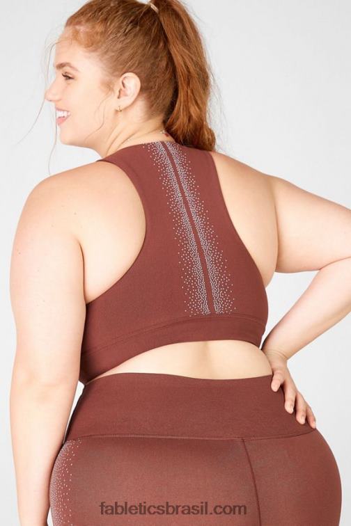 Fabletics castanha/prata reflexiva 420HR1688 sutiã de malha reflexiva Oaklyn mulheres