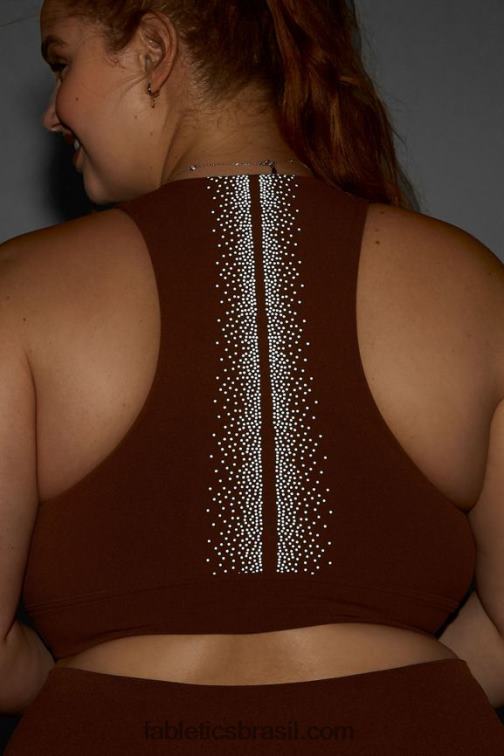 Fabletics castanha/prata reflexiva 420HR1688 sutiã de malha reflexiva Oaklyn mulheres