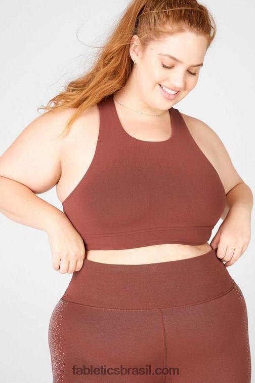 Fabletics castanha/prata reflexiva 420HR1688 sutiã de malha reflexiva Oaklyn mulheres