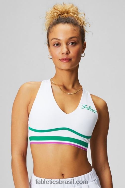 Fabletics clássico branco/multi listras/gráfico 420HR1463 sutiã o dia todo todos os dias 100 mulheres