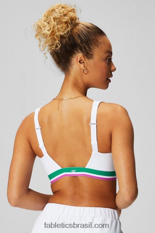 Fabletics clássico branco/multi listras/gráfico 420HR1463 sutiã o dia todo todos os dias 100 mulheres
