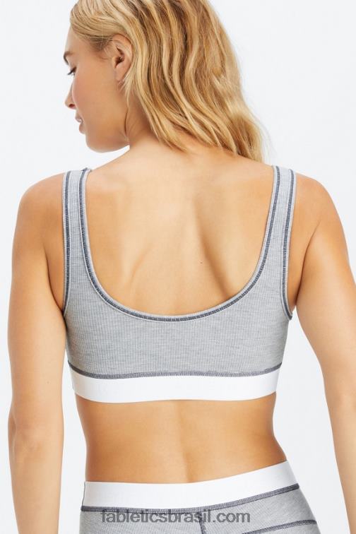 Fabletics clássico cinza urze/branco 420HR1535 sutiã waffle mulheres