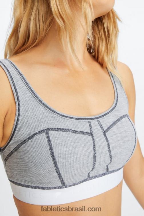 Fabletics clássico cinza urze/branco 420HR1535 sutiã waffle mulheres