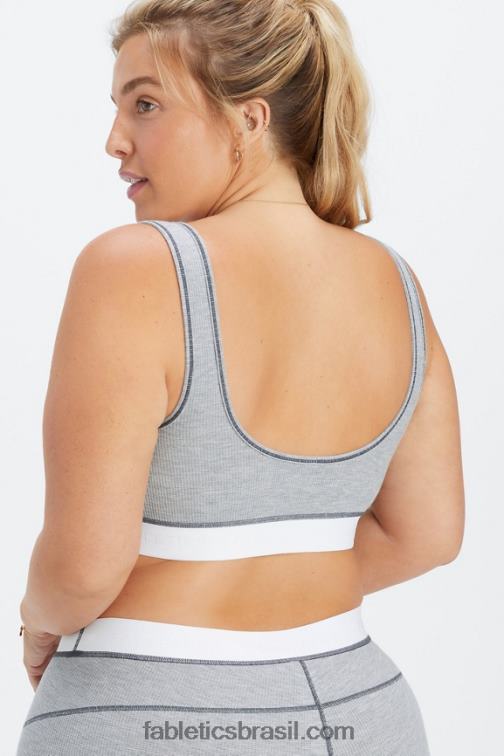 Fabletics clássico cinza urze/branco 420HR1536 sutiã waffle mulheres