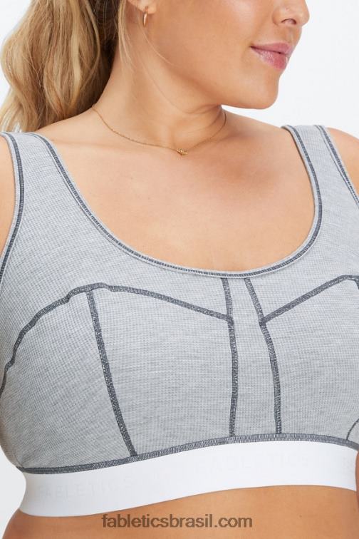 Fabletics clássico cinza urze/branco 420HR1536 sutiã waffle mulheres