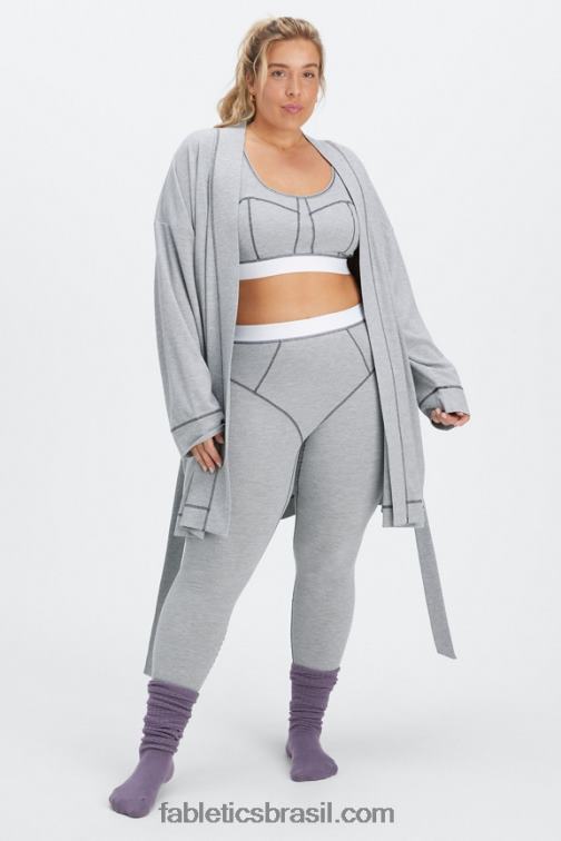 Fabletics clássico cinza urze/branco 420HR1536 sutiã waffle mulheres
