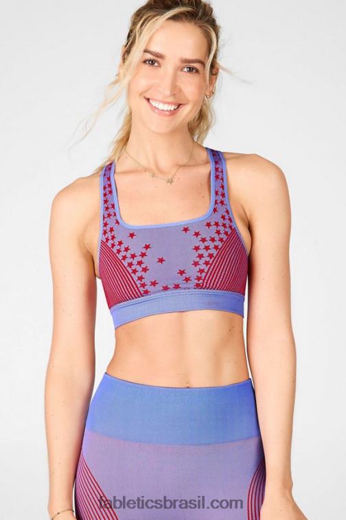 Fabletics cristal azul/batom vermelho 420HR1683 sutiã estrela sem costura mulheres