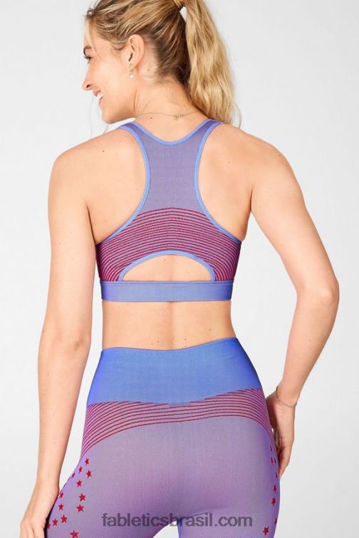 Fabletics cristal azul/batom vermelho 420HR1683 sutiã estrela sem costura mulheres