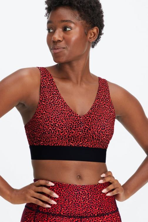 Fabletics elétrico cereja mini leopardo/preto 420HR1472 sutiã o dia todo todos os dias 102 mulheres