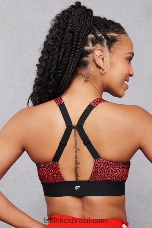 Fabletics elétrico cereja mini leopardo/preto 420HR1472 sutiã o dia todo todos os dias 102 mulheres