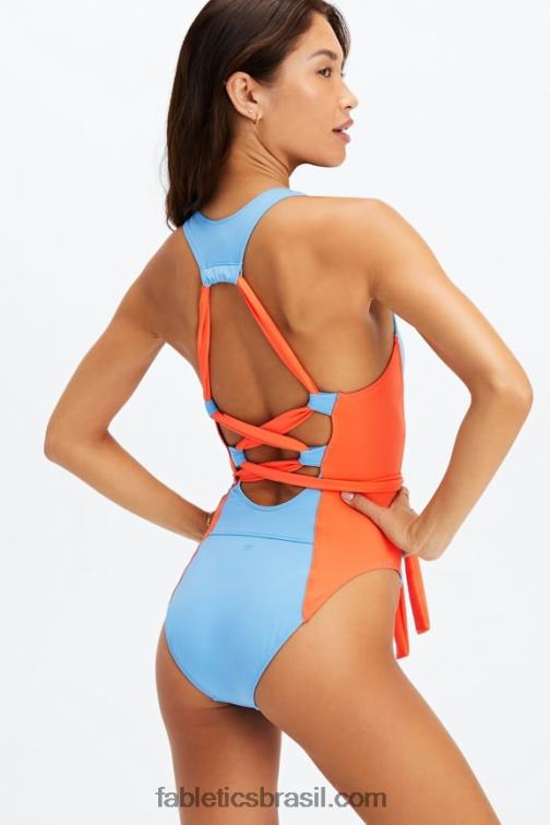 Fabletics fuga da ilha / néctar de laranja 420HR1608 maiô com costas nadador mulheres