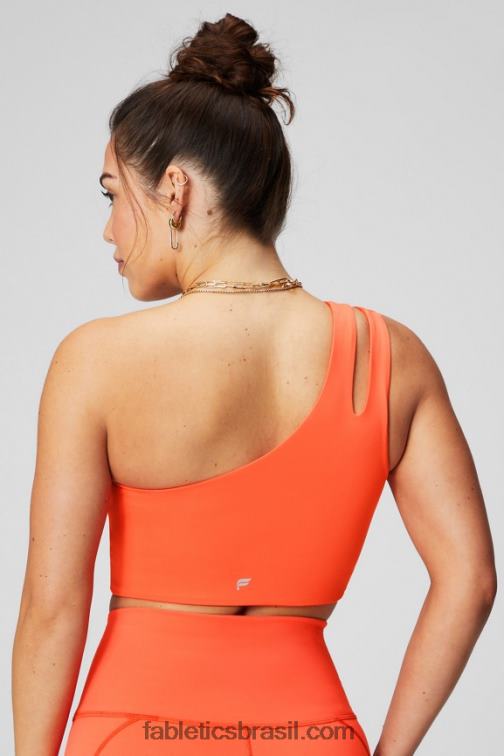 Fabletics laranja paixão 420HR1486 sutiã midi assimétrico alça dupla mulheres