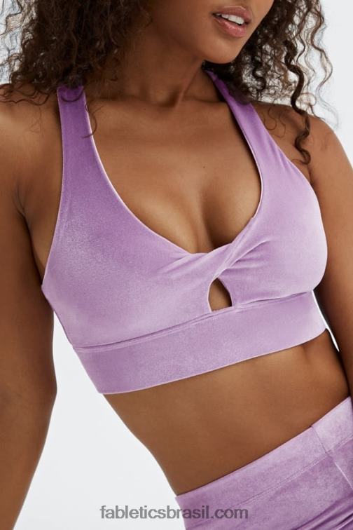 Fabletics lilás brilhante 420HR1638 sutiã esportivo oasis twist de veludo mulheres