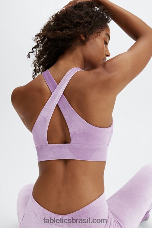 Fabletics lilás brilhante 420HR1638 sutiã esportivo oasis twist de veludo mulheres