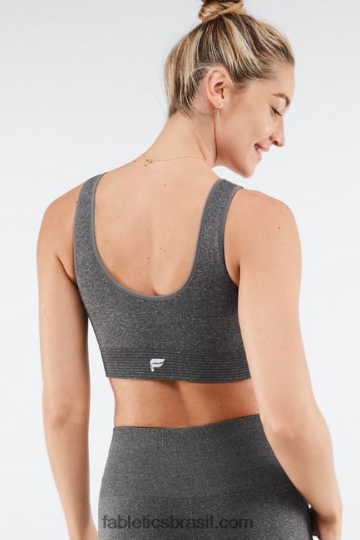Fabletics logo cinza urze escuro/branco 420HR1655 luciana sutiã esportivo sem costura mulheres