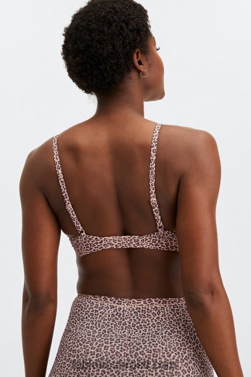 Fabletics mancha de leopardo roseta empoeirada 420HR1543 bralette triângulo de toque fino mulheres