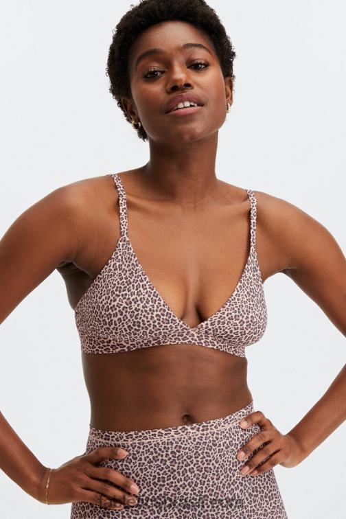 Fabletics mancha de leopardo roseta empoeirada 420HR1543 bralette triângulo de toque fino mulheres
