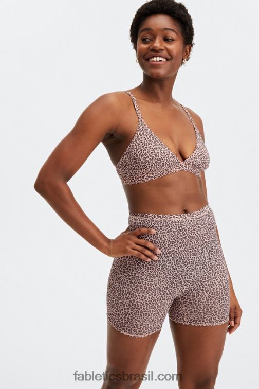 Fabletics mancha de leopardo roseta empoeirada 420HR1543 bralette triângulo de toque fino mulheres