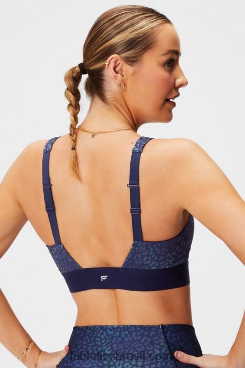 Fabletics mapa de calor leopardo/marinha profunda 420HR1466 sutiã o dia todo todos os dias 100 mulheres