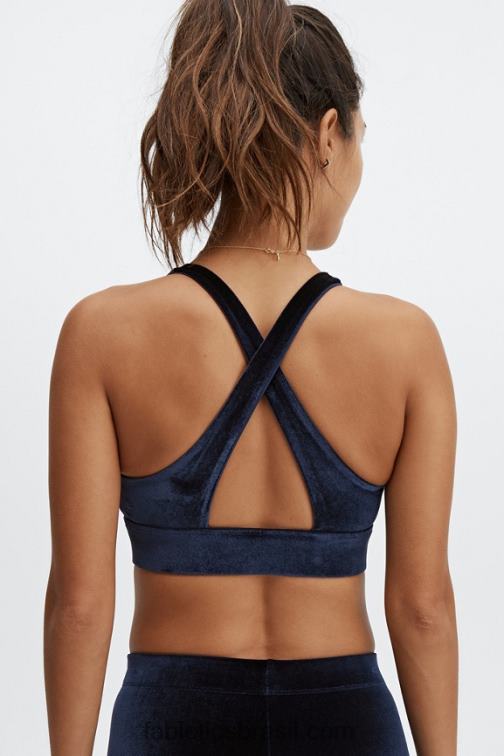 Fabletics marinha profunda 420HR1639 sutiã esportivo oasis twist de veludo mulheres