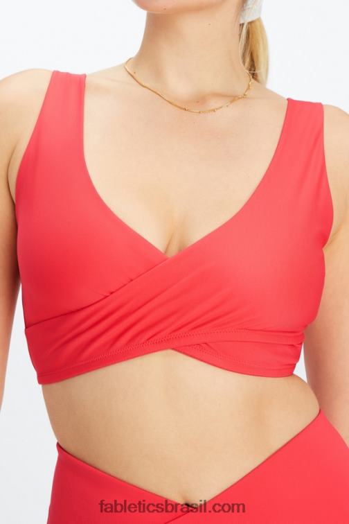 Fabletics morango vermelho 420HR1515 sutiã esportivo crossover de baixo impacto mulheres