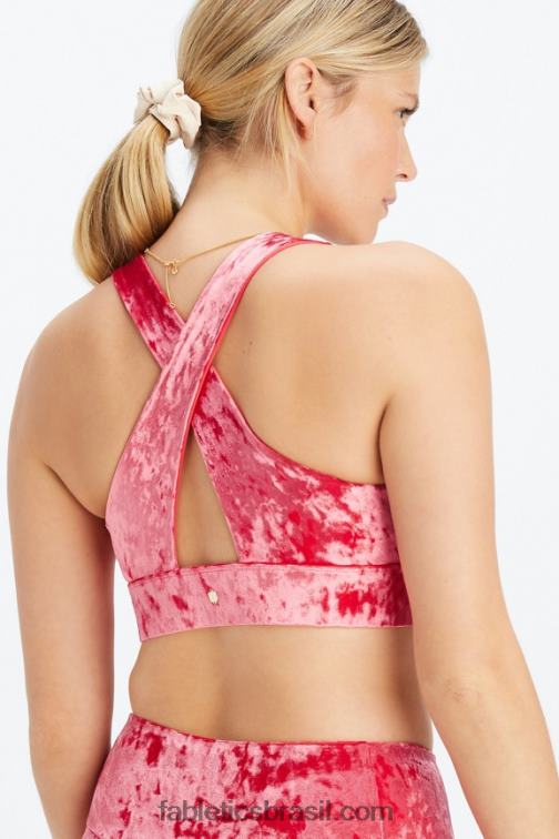 Fabletics morango vermelho 420HR1526 sutiã esportivo torcido de veludo oasis mulheres