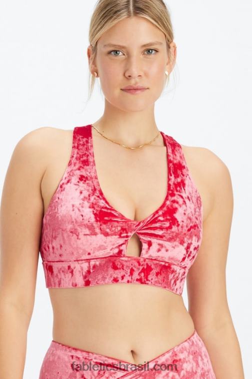Fabletics morango vermelho 420HR1526 sutiã esportivo torcido de veludo oasis mulheres