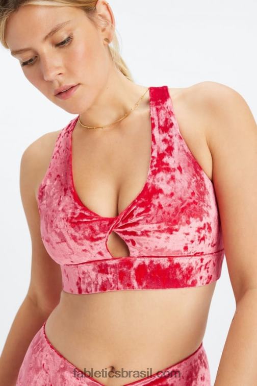 Fabletics morango vermelho 420HR1526 sutiã esportivo torcido de veludo oasis mulheres