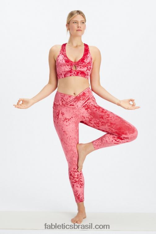 Fabletics morango vermelho 420HR1526 sutiã esportivo torcido de veludo oasis mulheres